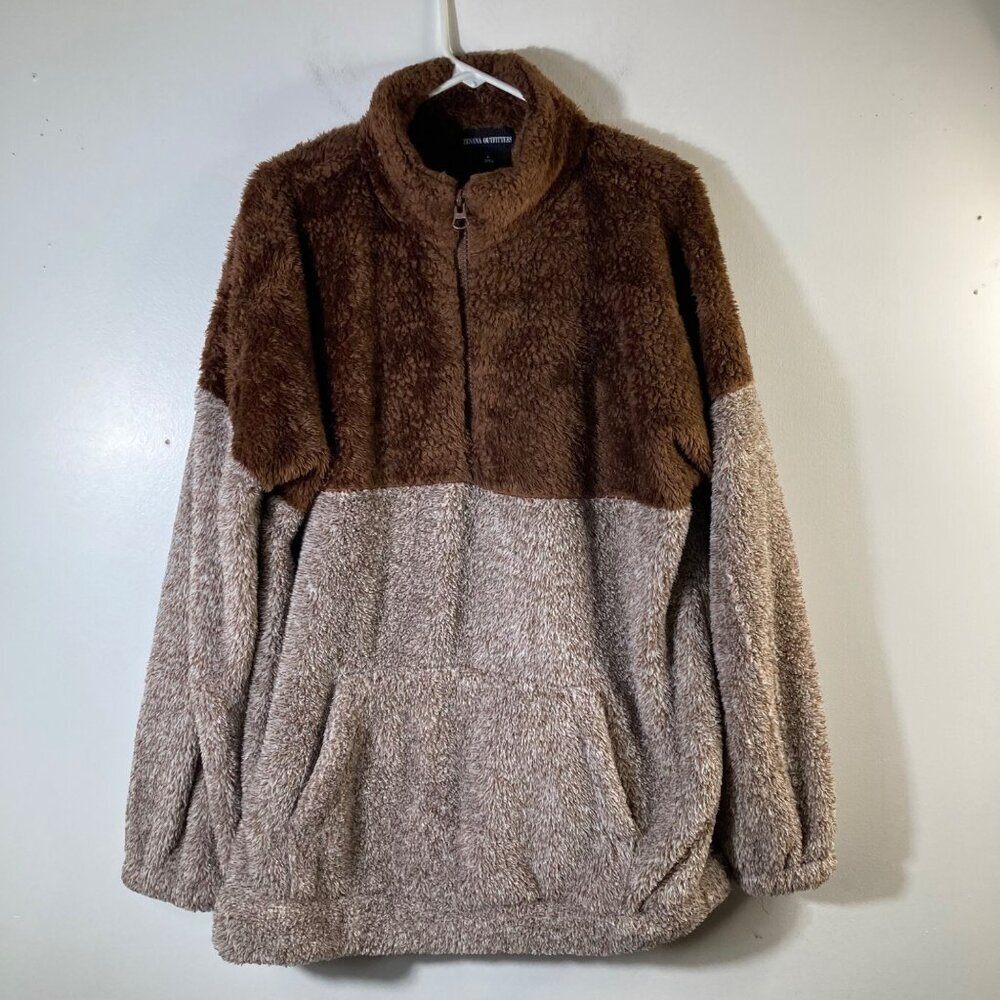 Womens Zenana Outfitters Sherpa Pullover Fleece‎ Kangaroo Pocket 1/4 Zip L